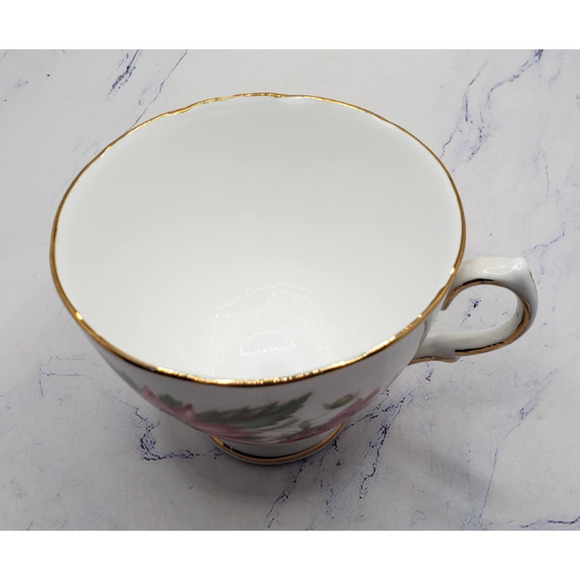 Royal Vale Bone China Pink Floral Tea Cup & Saucer Gold Trim Made In England VTG - Picture 11 of 16